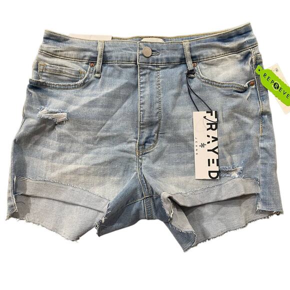 FRAYED DENIM High Rise Denim Shorts Gulf Stream Size 28 - Picture 3 of 10